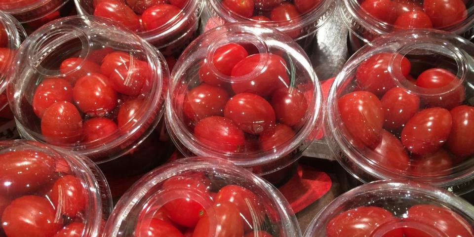 tomatoes wrapped in plastic